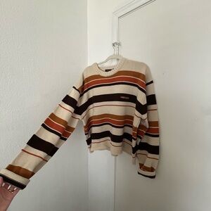Striped Sweater in Cream, Brown, and Orange
